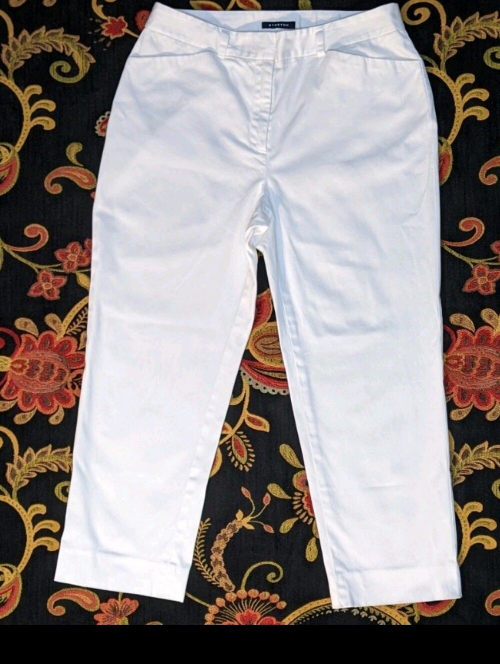Jones New York White Stretch Cropped Pants, Sz 8
